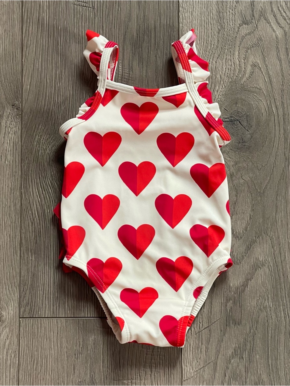 Hanna Andersson Sweet Heart 6-12m Baby Girl One Piece Sunblock Swimsuit